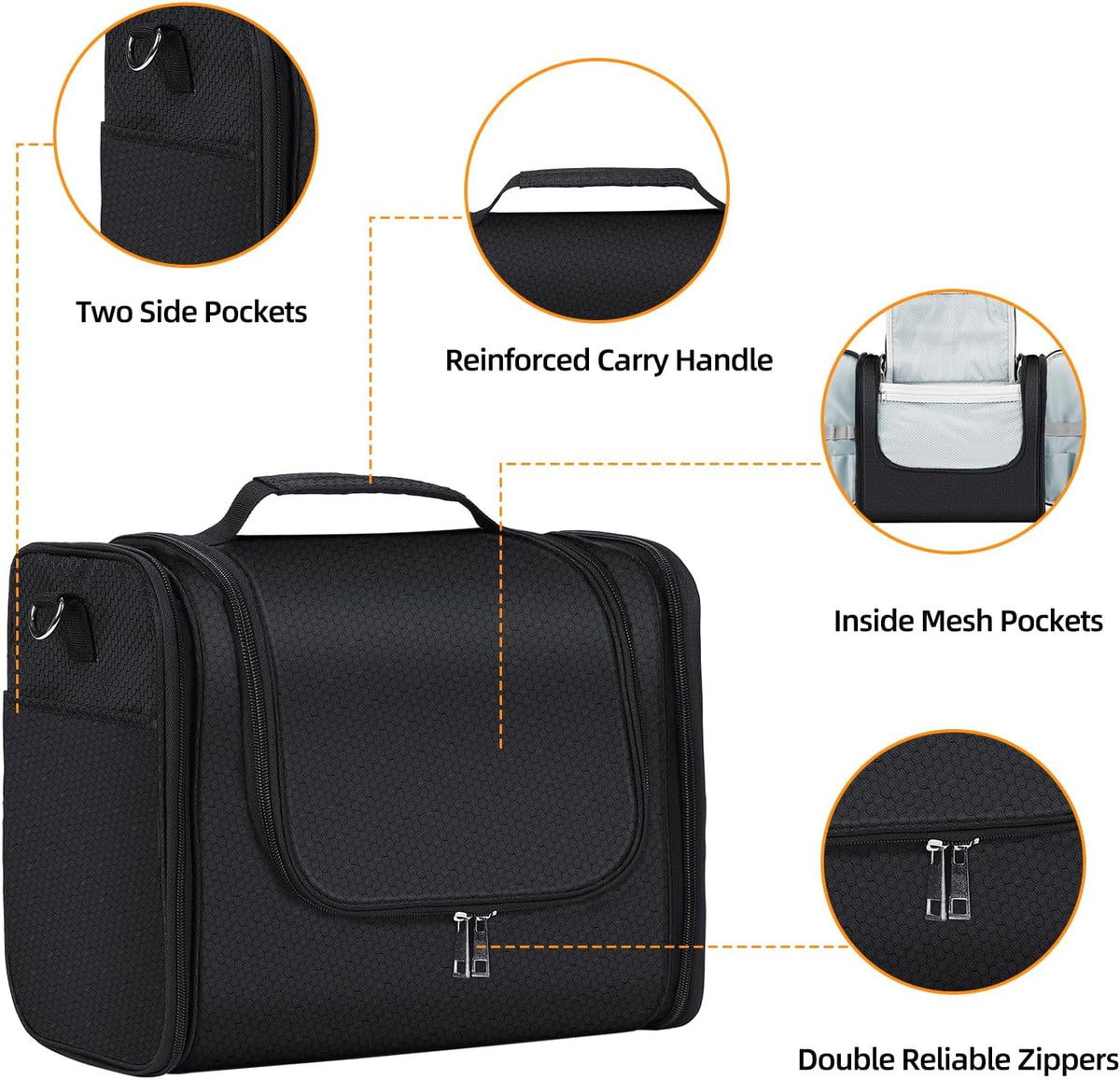 Buruis Hanging Toiletry Bag for Women and Men, Large Water-Resistant Makeup Organizer with Sturdy Hook, Lightweight Nylon Dopp Kit for Full-Sized Toiletries & Cosmetics, Purple