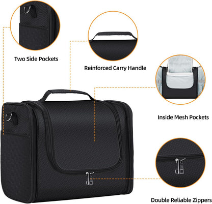 Buruis Hanging Toiletry Bag for Women and Men, Large Water-Resistant Makeup Organizer with Sturdy Hook, Lightweight Nylon Dopp Kit for Full-Sized Toiletries & Cosmetics, Purple