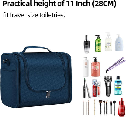 Buruis Hanging Toiletry Bag for Women and Men, Large Water-Resistant Makeup Organizer with Sturdy Hook, Lightweight Nylon Dopp Kit for Full-Sized Toiletries & Cosmetics, Purple