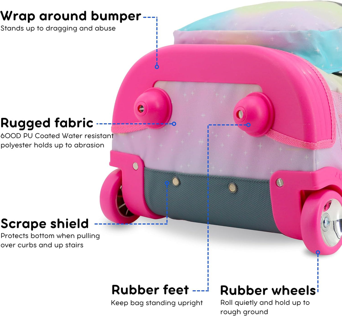 Sunrise Kids Rolling Backpack with Wheels for Girls Boys, Roller Bookbag for School, 18 x 13 x 9 Inches, Confetti - Colors A