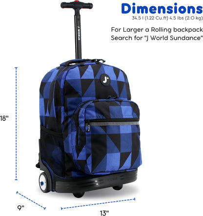 Sunrise Kids Rolling Backpack with Wheels for Girls Boys, Roller Bookbag for School, 18 x 13 x 9 Inches, Confetti - Colors A
