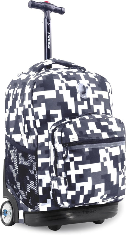 Sunrise Kids Rolling Backpack with Wheels for Girls Boys, Roller Bookbag for School, 18 x 13 x 9 Inches, Confetti - Colors A