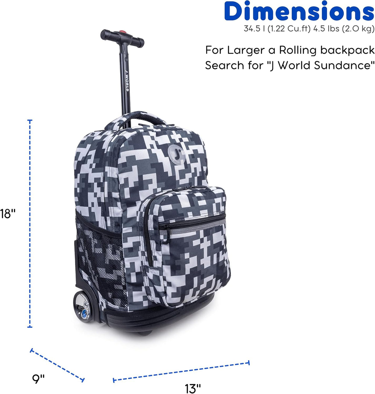 Sunrise Kids Rolling Backpack with Wheels for Girls Boys, Roller Bookbag for School, 18 x 13 x 9 Inches, Confetti - Colors A