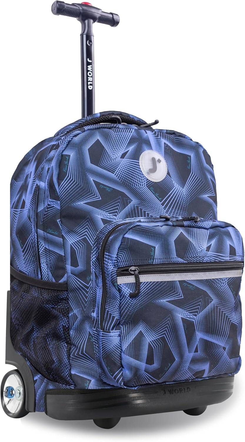 Sunrise Kids Rolling Backpack with Wheels for Girls Boys, Roller Bookbag for School, 18 x 13 x 9 Inches, Confetti - Colors A
