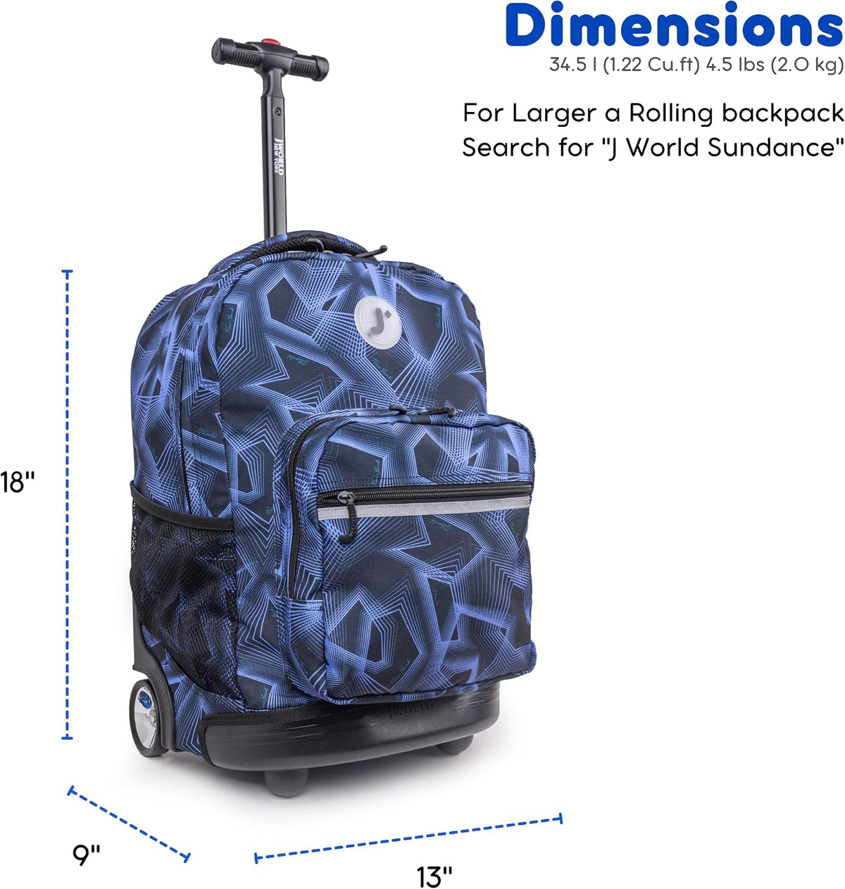 Sunrise Kids Rolling Backpack with Wheels for Girls Boys, Roller Bookbag for School, 18 x 13 x 9 Inches, Confetti - Colors A