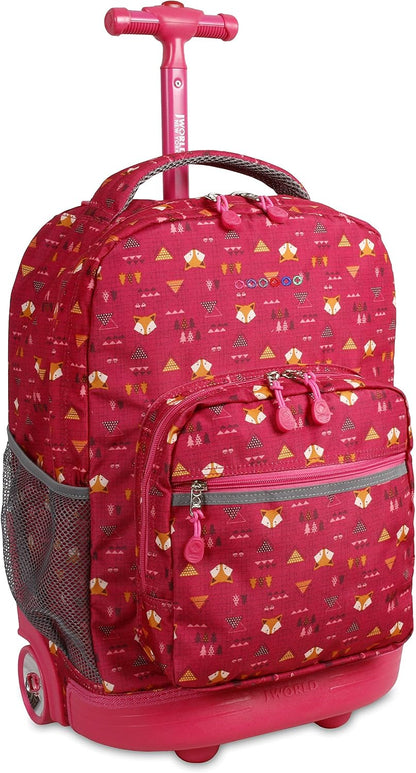 Sunrise Kids Rolling Backpack with Wheels for Girls Boys, Roller Bookbag for School, 18 x 13 x 9 Inches, Confetti - Colors A