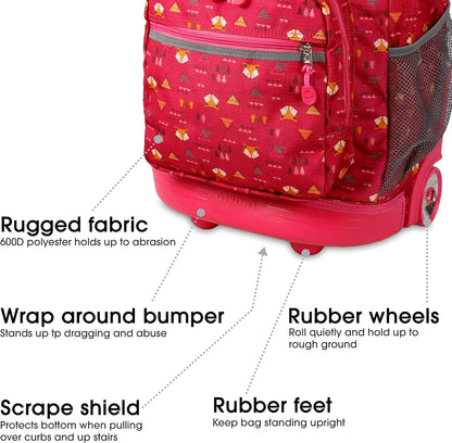 Sunrise Kids Rolling Backpack with Wheels for Girls Boys, Roller Bookbag for School, 18 x 13 x 9 Inches, Confetti - Colors A