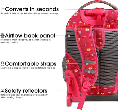 Sunrise Kids Rolling Backpack with Wheels for Girls Boys, Roller Bookbag for School, 18 x 13 x 9 Inches, Confetti - Colors A