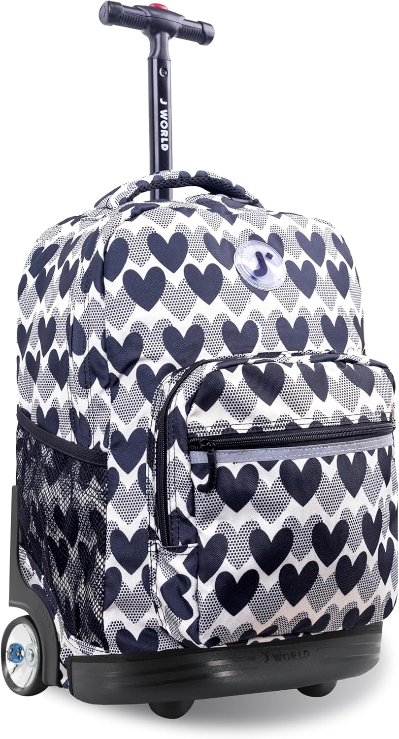 Sunrise Kids Rolling Backpack with Wheels for Girls Boys, Roller Bookbag for School, 18 x 13 x 9 Inches, Confetti - Colors A