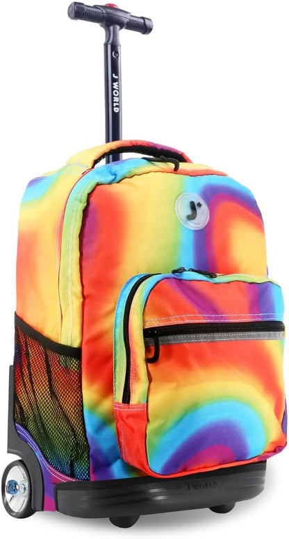 Sunrise Kids Rolling Backpack with Wheels for Girls Boys, Roller Bookbag for School, 18 x 13 x 9 Inches, Confetti - Colors A