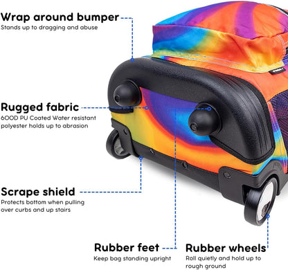 Sunrise Kids Rolling Backpack with Wheels for Girls Boys, Roller Bookbag for School, 18 x 13 x 9 Inches, Confetti - Colors A