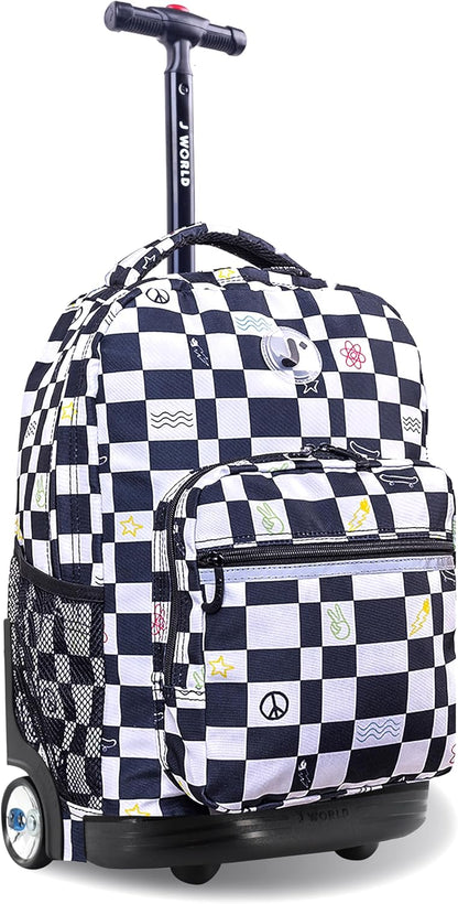 Sunrise Kids Rolling Backpack with Wheels for Girls Boys, Roller Bookbag for School, 18 x 13 x 9 Inches, Confetti - Colors A
