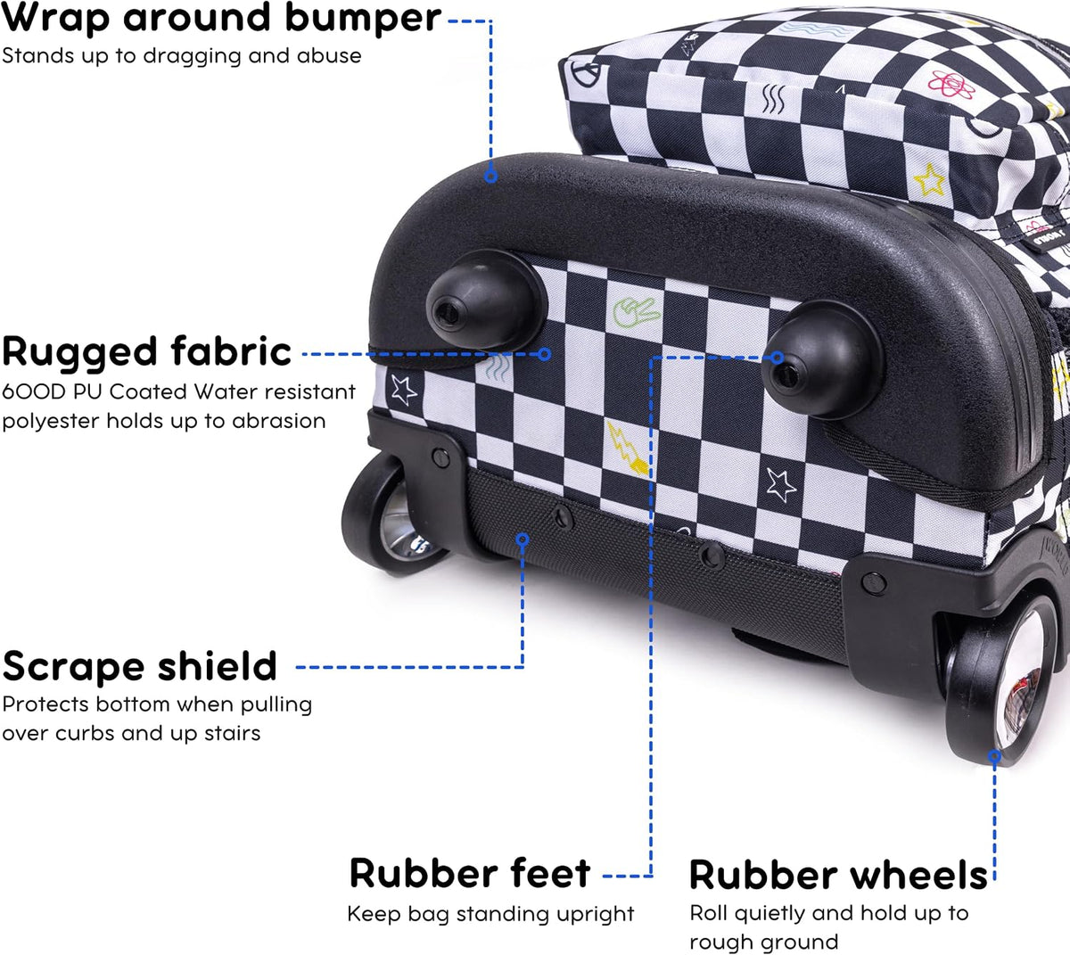 Sunrise Kids Rolling Backpack with Wheels for Girls Boys, Roller Bookbag for School, 18 x 13 x 9 Inches, Confetti - Colors A
