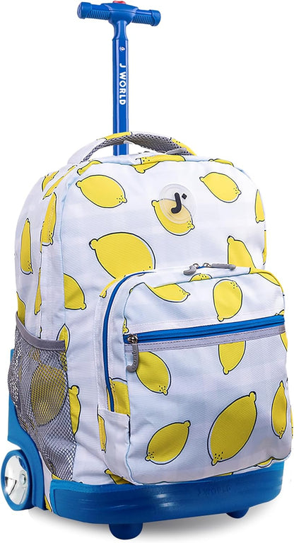 Sunrise Kids Rolling Backpack with Wheels for Girls Boys, Roller Bookbag for School, 18 x 13 x 9 Inches, Confetti - Colors A