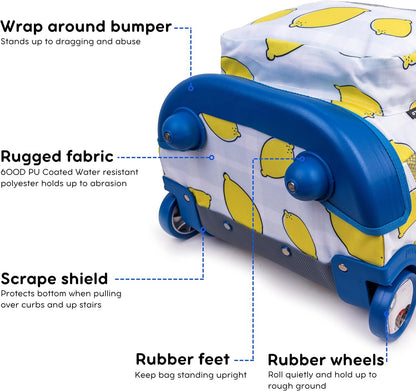Sunrise Kids Rolling Backpack with Wheels for Girls Boys, Roller Bookbag for School, 18 x 13 x 9 Inches, Confetti - Colors A