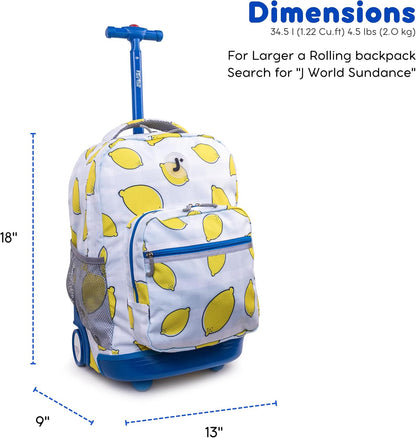 Sunrise Kids Rolling Backpack with Wheels for Girls Boys, Roller Bookbag for School, 18 x 13 x 9 Inches, Confetti - Colors A