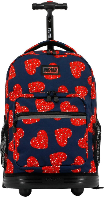 Sunrise Kids Rolling Backpack with Wheels for Girls Boys, Roller Bookbag for School, 18 x 13 x 9 Inches, Confetti - Colors A