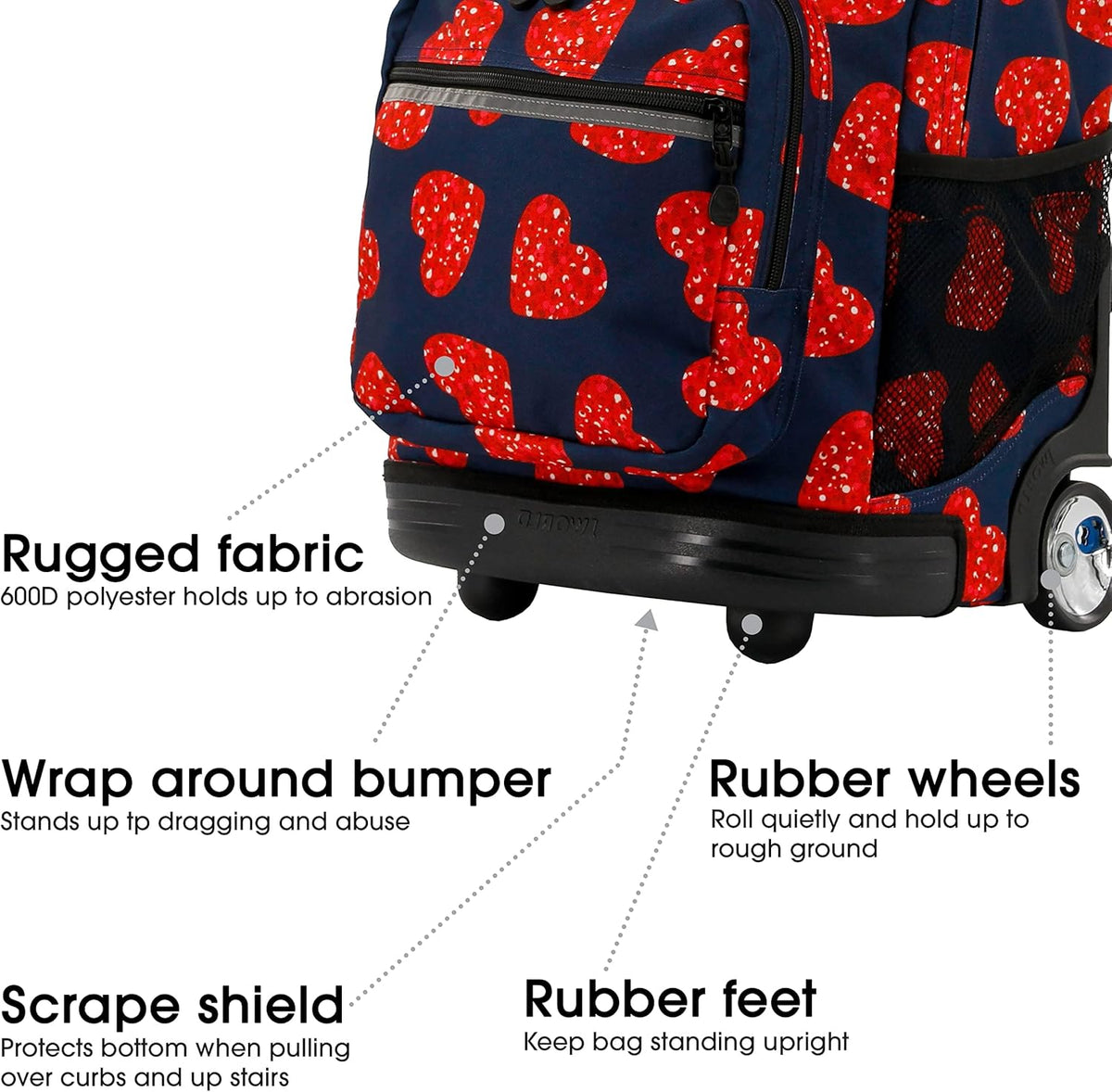 Sunrise Kids Rolling Backpack with Wheels for Girls Boys, Roller Bookbag for School, 18 x 13 x 9 Inches, Confetti - Colors A