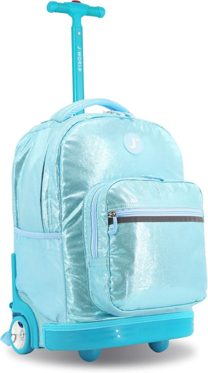 Sunrise Kids Rolling Backpack with Wheels for Girls Boys, Roller Bookbag for School, 18 x 13 x 9 Inches, Confetti - Colors A