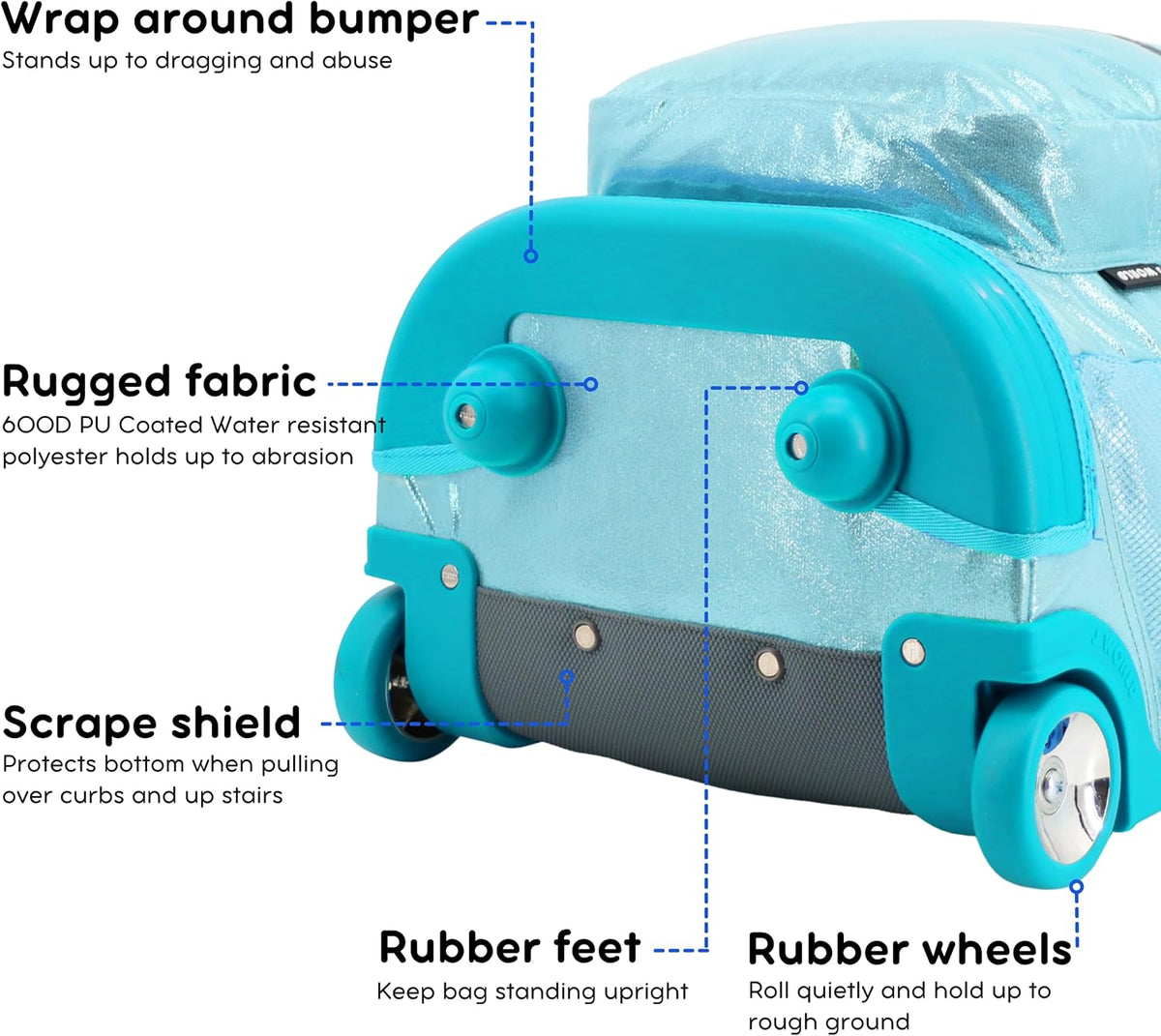 Sunrise Kids Rolling Backpack with Wheels for Girls Boys, Roller Bookbag for School, 18 x 13 x 9 Inches, Confetti - Colors A