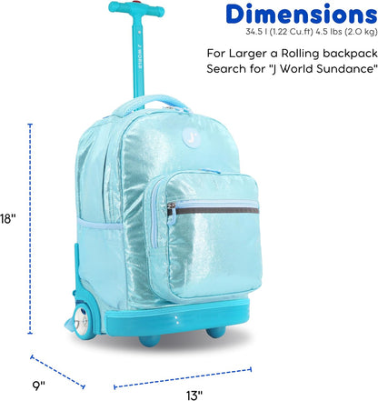 Sunrise Kids Rolling Backpack with Wheels for Girls Boys, Roller Bookbag for School, 18 x 13 x 9 Inches, Confetti - Colors A