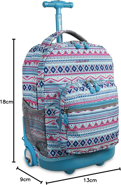 Sunrise Kids Rolling Backpack with Wheels for Girls Boys, Roller Bookbag for School, 18 x 13 x 9 Inches, Confetti - Colors A