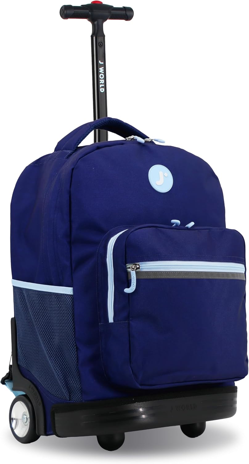 Sunrise Kids Rolling Backpack with Wheels for Girls Boys, Roller Bookbag for School, 18 x 13 x 9 Inches, Confetti - Colors A