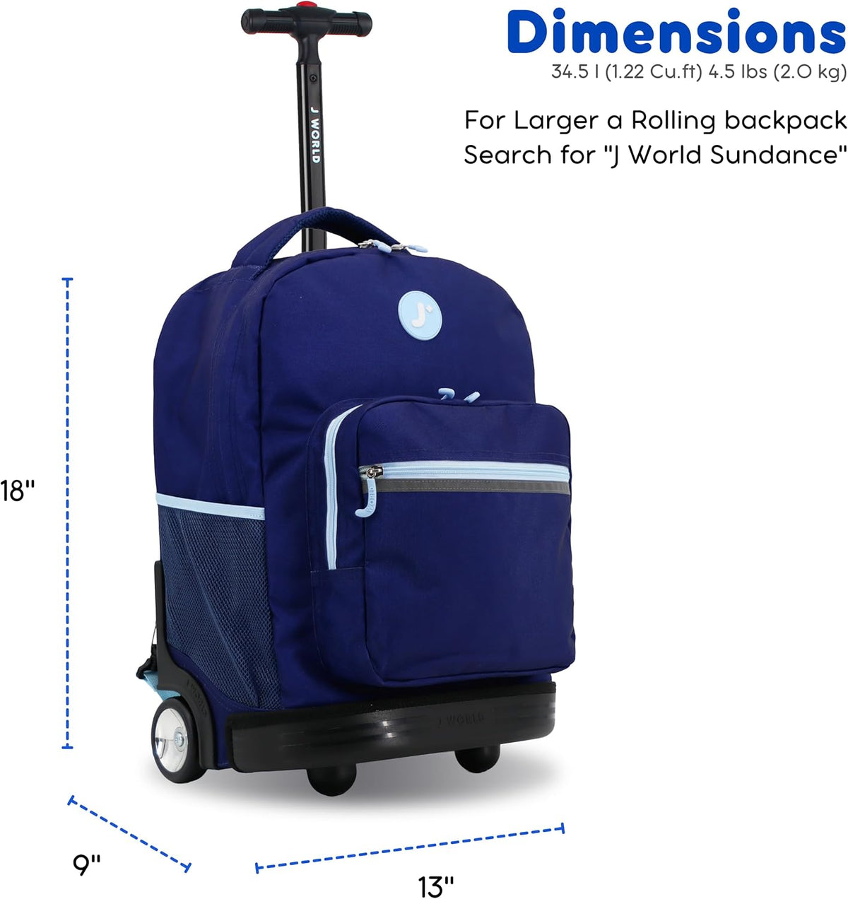Sunrise Kids Rolling Backpack with Wheels for Girls Boys, Roller Bookbag for School, 18 x 13 x 9 Inches, Confetti - Colors A