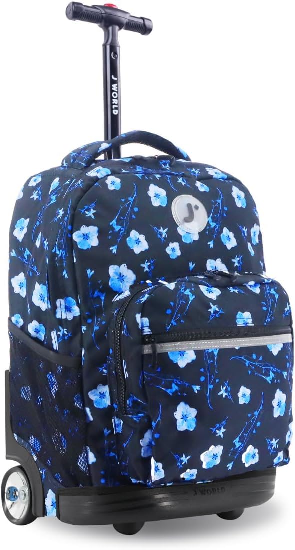 Sunrise Kids Rolling Backpack with Wheels for Girls Boys, Roller Bookbag for School, 18 x 13 x 9 Inches, Confetti - Colors A