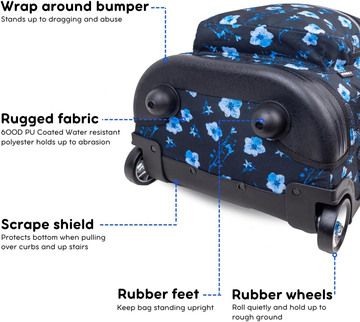 Sunrise Kids Rolling Backpack with Wheels for Girls Boys, Roller Bookbag for School, 18 x 13 x 9 Inches, Confetti - Colors A