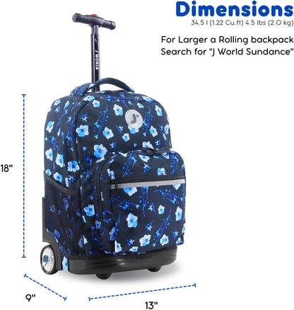 Sunrise Kids Rolling Backpack with Wheels for Girls Boys, Roller Bookbag for School, 18 x 13 x 9 Inches, Confetti - Colors A