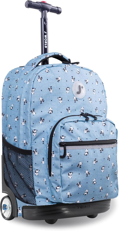 Sunrise Kids Rolling Backpack with Wheels for Girls Boys, Roller Bookbag for School, 18 x 13 x 9 Inches, Confetti - Colors A