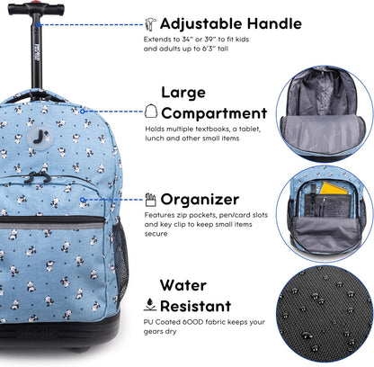 Sunrise Kids Rolling Backpack with Wheels for Girls Boys, Roller Bookbag for School, 18 x 13 x 9 Inches, Confetti - Colors A