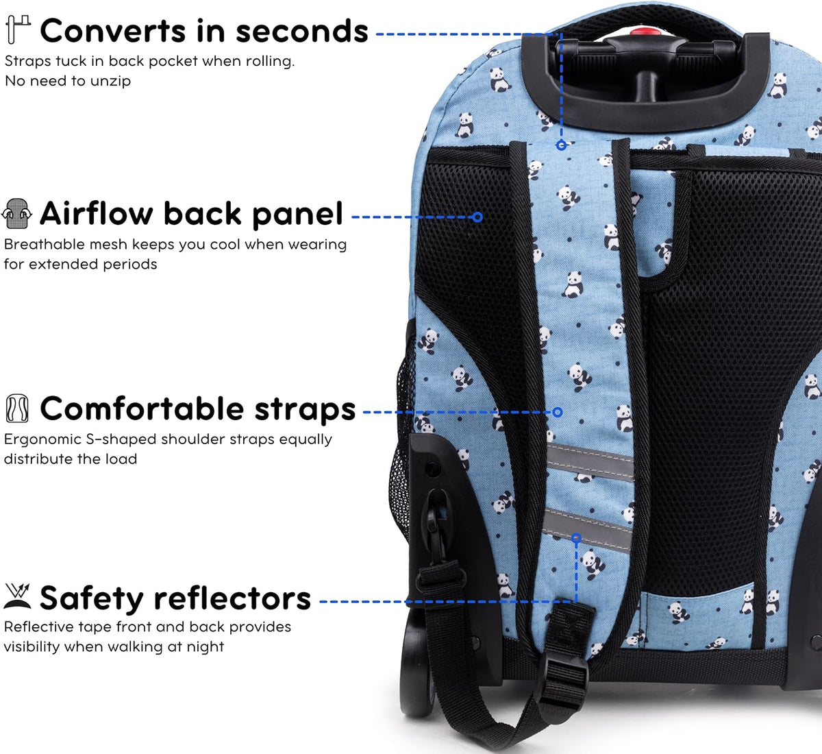 Sunrise Kids Rolling Backpack with Wheels for Girls Boys, Roller Bookbag for School, 18 x 13 x 9 Inches, Confetti - Colors A