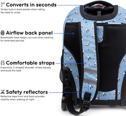 Sunrise Kids Rolling Backpack with Wheels for Girls Boys, Roller Bookbag for School, 18 x 13 x 9 Inches, Confetti - Colors A
