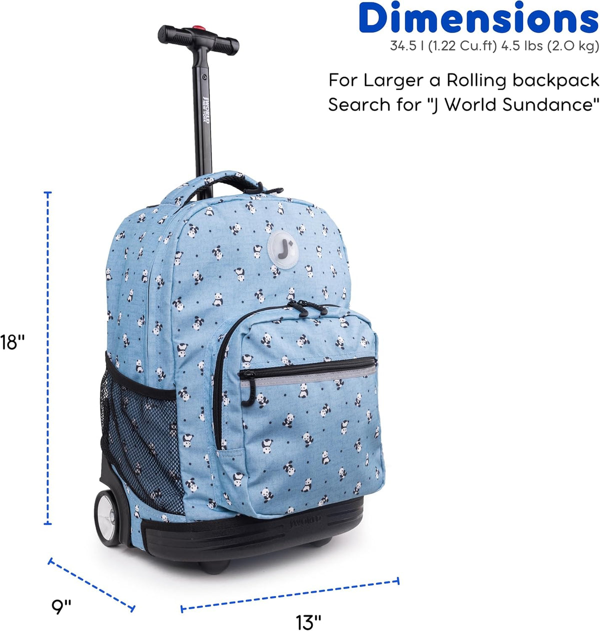 Sunrise Kids Rolling Backpack with Wheels for Girls Boys, Roller Bookbag for School, 18 x 13 x 9 Inches, Confetti - Colors A