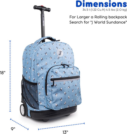 Sunrise Kids Rolling Backpack with Wheels for Girls Boys, Roller Bookbag for School, 18 x 13 x 9 Inches, Confetti - Colors A