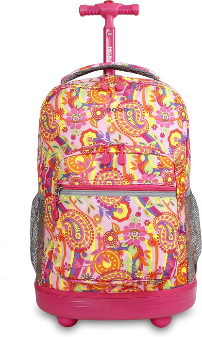 Sunrise Kids Rolling Backpack with Wheels for Girls Boys, Roller Bookbag for School, 18 x 13 x 9 Inches, Confetti - Colors A