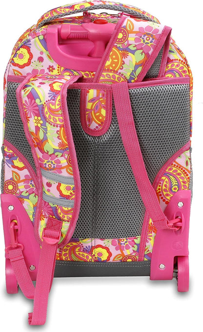 Sunrise Kids Rolling Backpack with Wheels for Girls Boys, Roller Bookbag for School, 18 x 13 x 9 Inches, Confetti - Colors A
