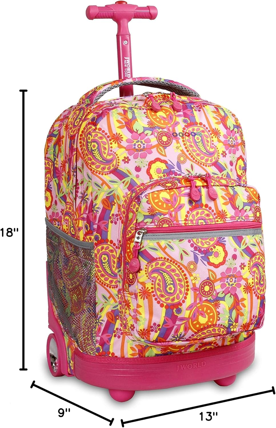 Sunrise Kids Rolling Backpack with Wheels for Girls Boys, Roller Bookbag for School, 18 x 13 x 9 Inches, Confetti - Colors A