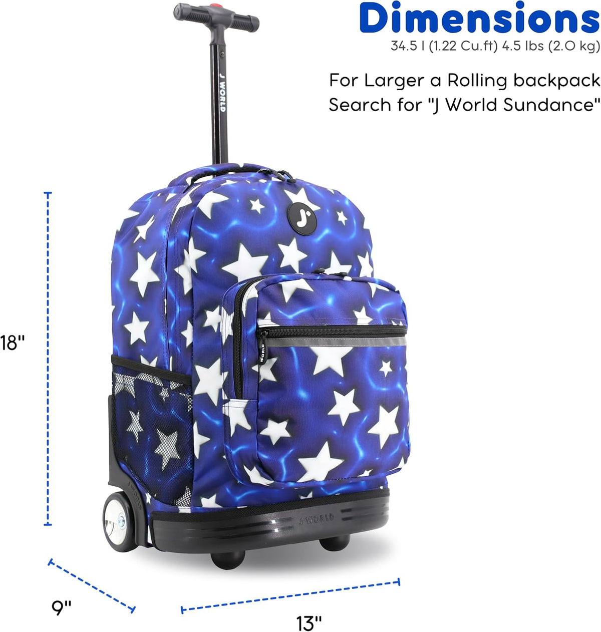Sunrise Kids Rolling Backpack with Wheels for Girls Boys, Roller Bookbag for School, 18 x 13 x 9 Inches, Confetti - Colors A