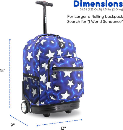 Sunrise Kids Rolling Backpack with Wheels for Girls Boys, Roller Bookbag for School, 18 x 13 x 9 Inches, Confetti - Colors A