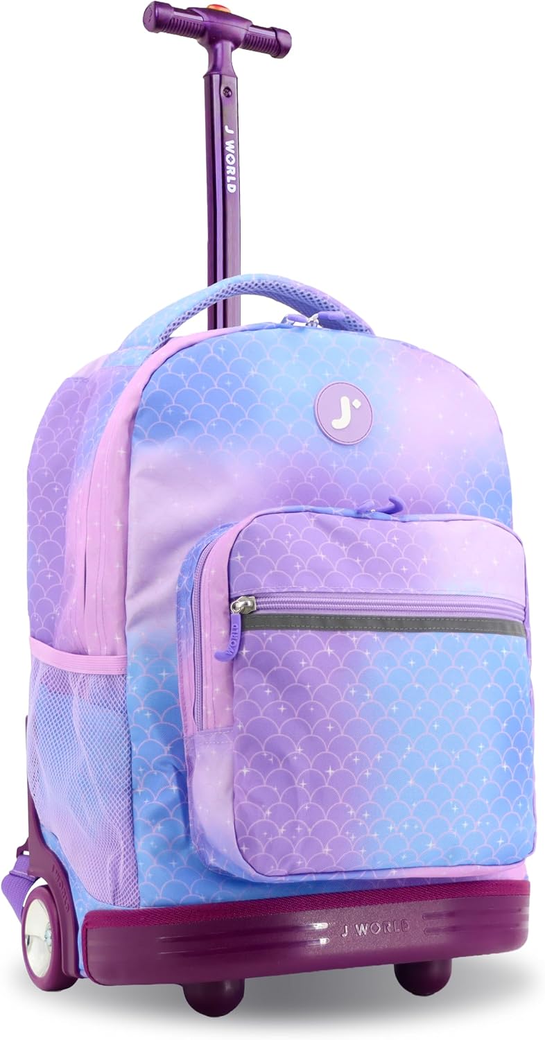 Sunrise Kids Rolling Backpack with Wheels for Girls Boys, Roller Bookbag for School, 18 x 13 x 9 Inches, Confetti - Colors A