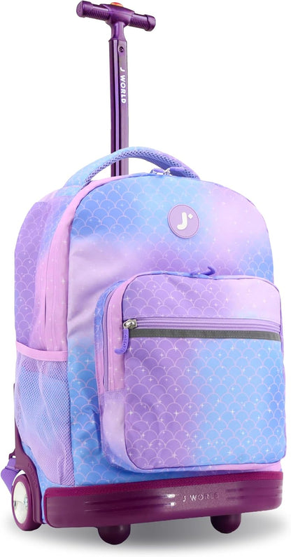 Sunrise Kids Rolling Backpack with Wheels for Girls Boys, Roller Bookbag for School, 18 x 13 x 9 Inches, Confetti - Colors A