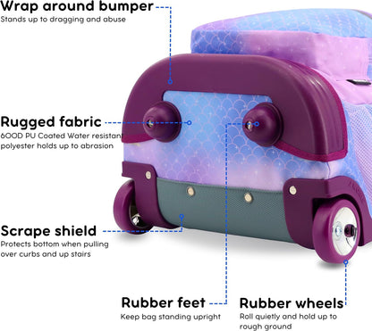 Sunrise Kids Rolling Backpack with Wheels for Girls Boys, Roller Bookbag for School, 18 x 13 x 9 Inches, Confetti - Colors A