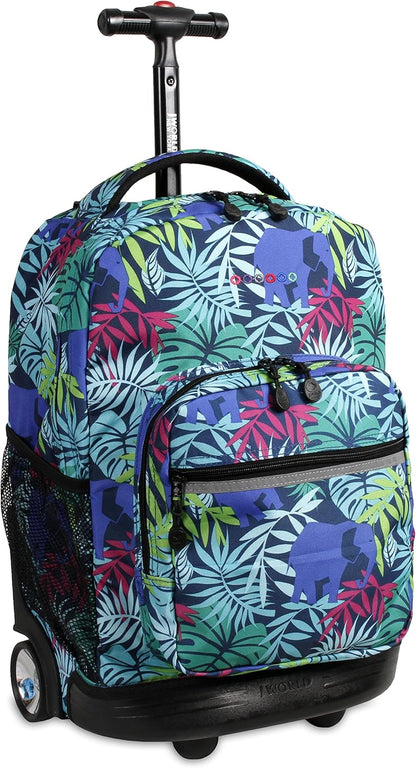 Sunrise Kids Rolling Backpack with Wheels for Girls Boys, Roller Bookbag for School, 18 x 13 x 9 Inches, Confetti - Colors A
