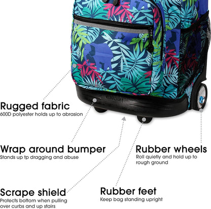 Sunrise Kids Rolling Backpack with Wheels for Girls Boys, Roller Bookbag for School, 18 x 13 x 9 Inches, Confetti - Colors A