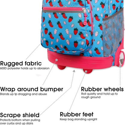 Sunrise Kids Rolling Backpack with Wheels for Girls Boys, Roller Bookbag for School, 18 x 13 x 9 Inches, Confetti - Colors A