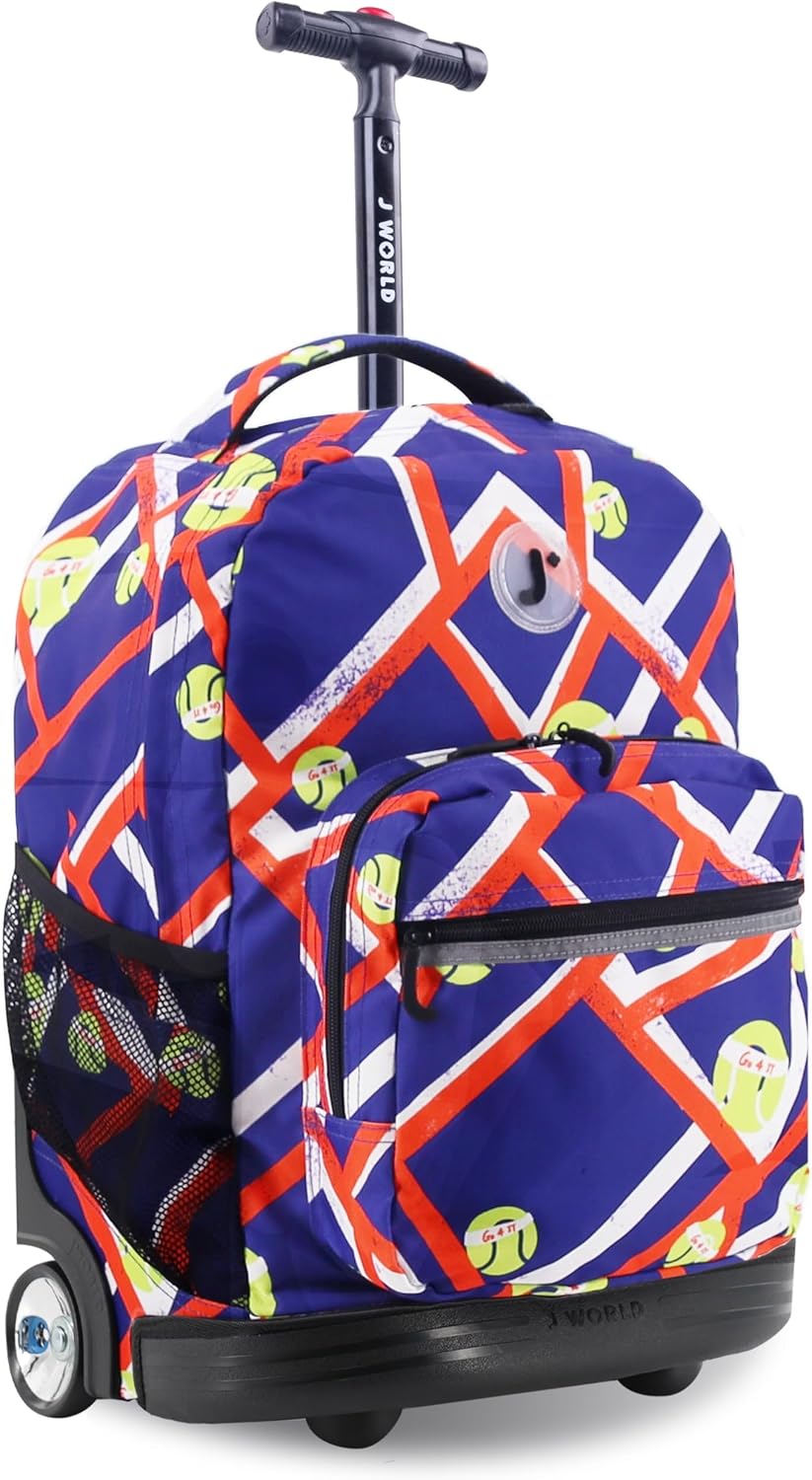 Sunrise Kids Rolling Backpack with Wheels for Girls Boys, Roller Bookbag for School, 18 x 13 x 9 Inches, Confetti - Colors A