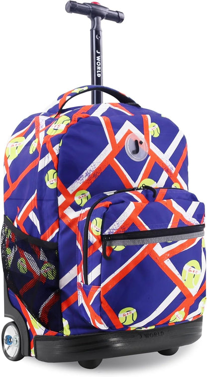 Sunrise Kids Rolling Backpack with Wheels for Girls Boys, Roller Bookbag for School, 18 x 13 x 9 Inches, Confetti - Colors A